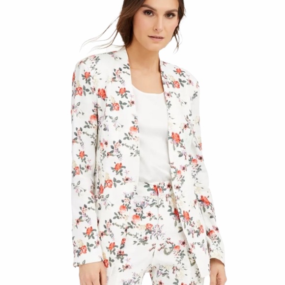 NWOT Inc Linen Blend Rose Floral Blazer Small - Picture 1 of 11